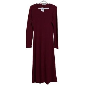 Velvet Torch Long Sleeve Sweater Midi Dress Burgundy Size XL